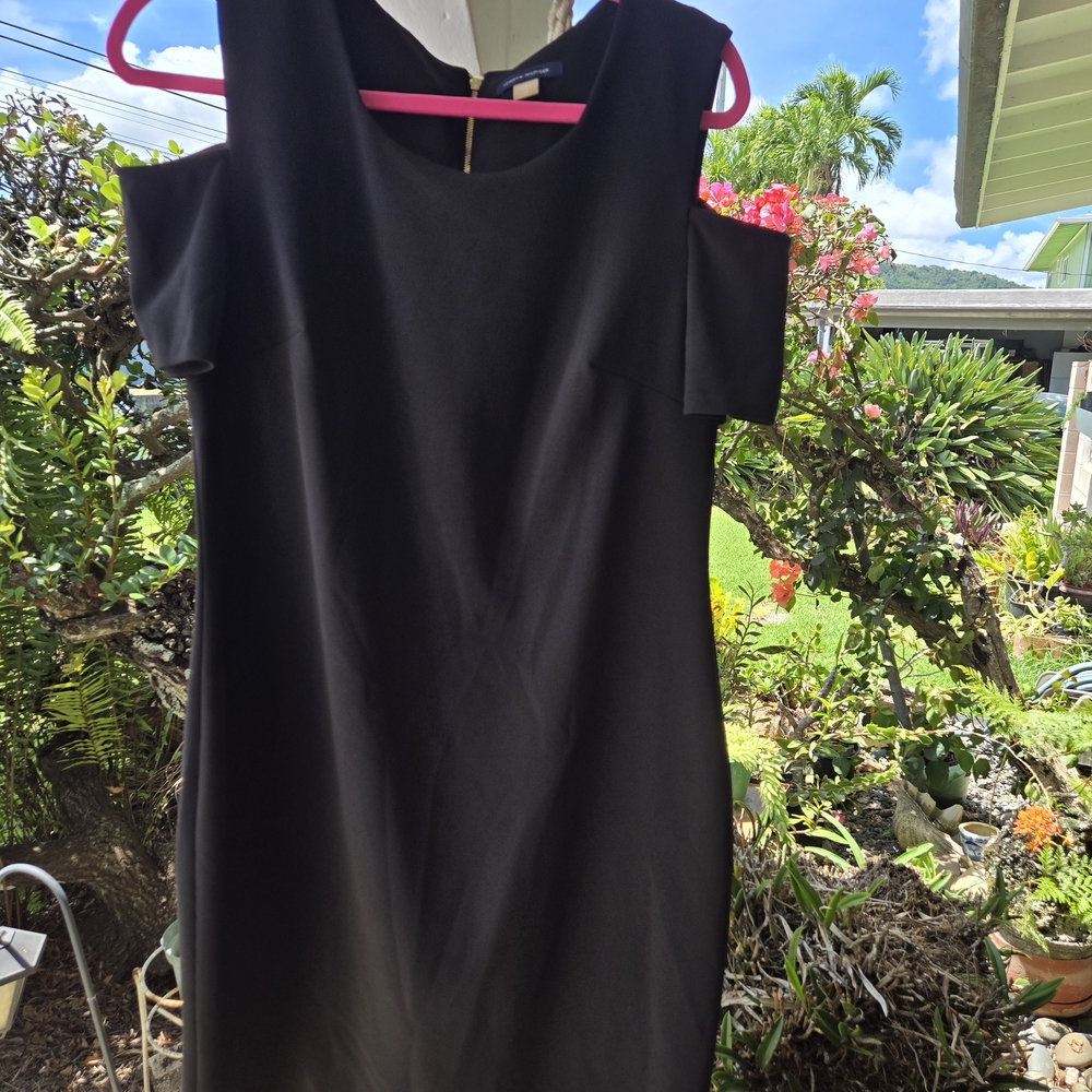 Tommy Hilfiger Black Cold-Shoulder Midi Dress
